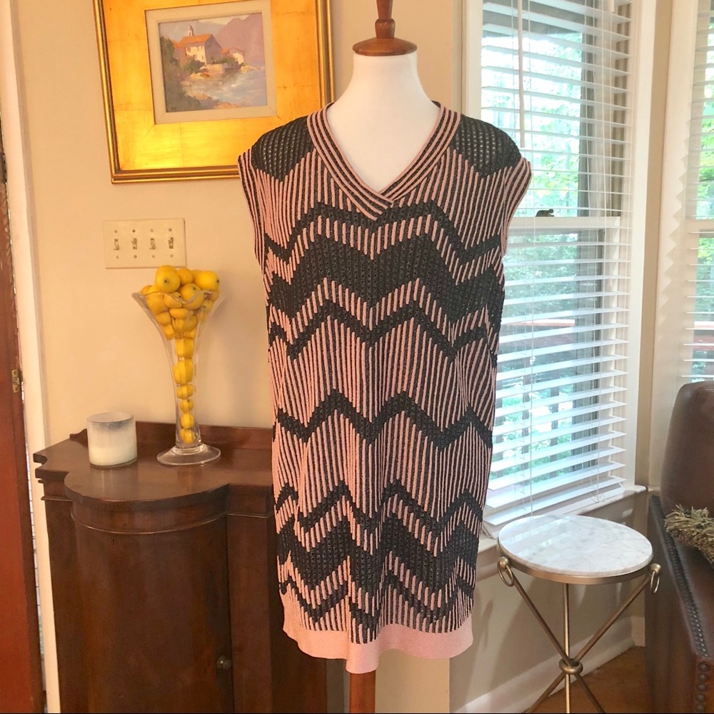 M Missoni Bicolor Chevron V-Neck Knit Dress - Picture 4 of 6